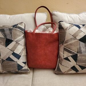Red Weave pattern vegan Leather Tote